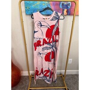 Farm Rio Sleeveless Graphic Dress in Pink M